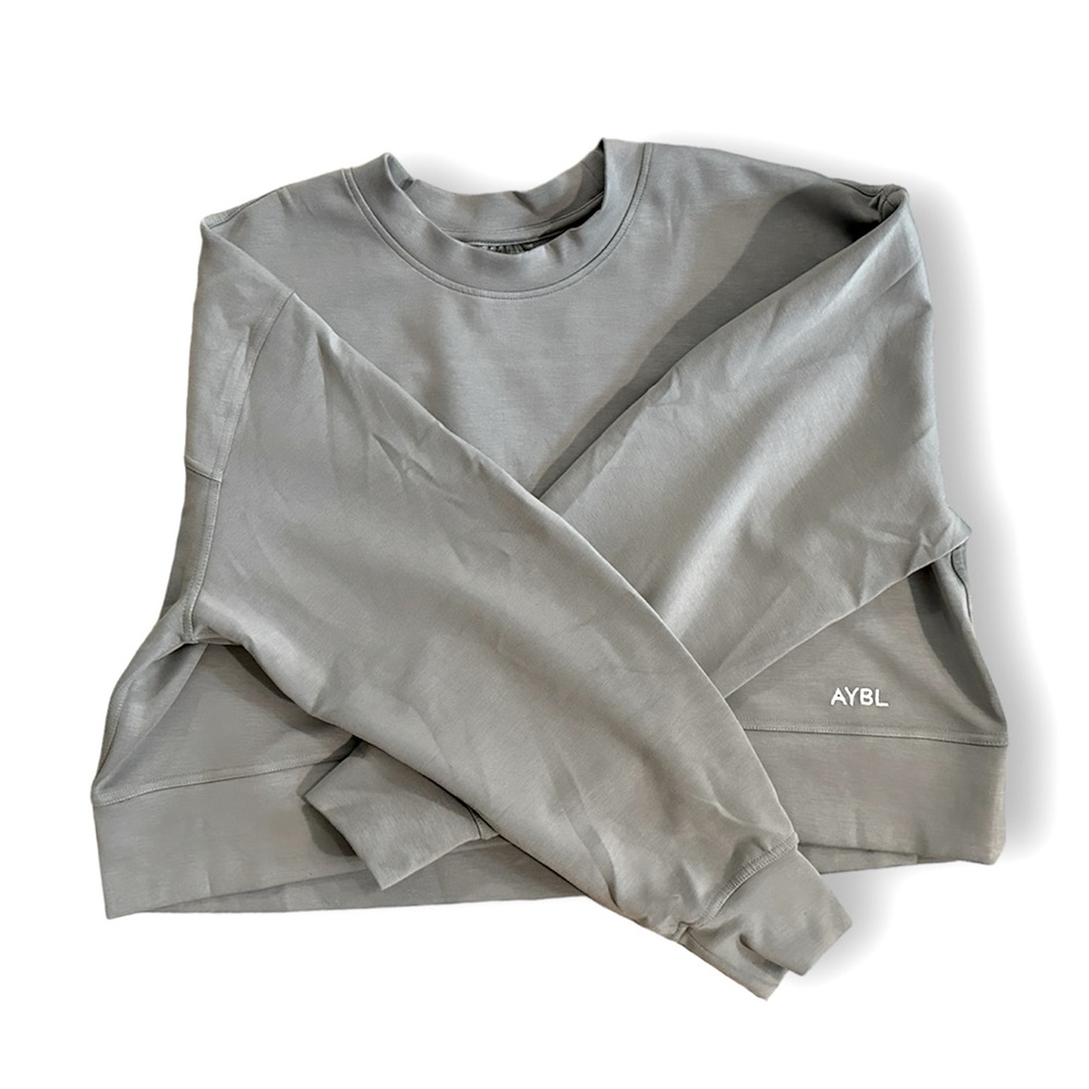 AYBL Cropped Oversized Sweatshirt Jumper - Light Blue - XL
